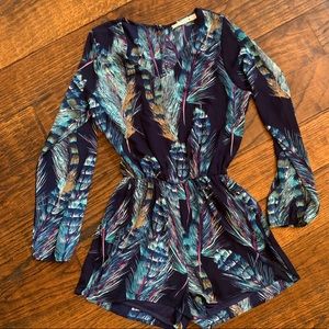 Navy and Multicolored Long Sleeve Rompwe